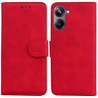 For Realme 10 Pro 5G Skin Feel Pure Color Flip Leather Phone Case(Red) - 1