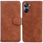 For Realme 10 Pro 5G Skin Feel Pure Color Flip Leather Phone Case(Brown) - 1