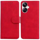 For Realme 10 Pro+ Skin Feel Pure Color Flip Leather Phone Case(Red) - 1