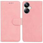 For Realme 10 Pro+ Skin Feel Pure Color Flip Leather Phone Case(Pink) - 1