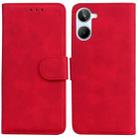 For Realme 10 4G Skin Feel Pure Color Flip Leather Phone Case(Red) - 1