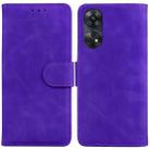 For OPPO Reno8 T 4G Skin Feel Pure Color Flip Leather Phone Case(Purple) - 1