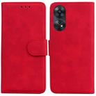For OPPO Reno8 T 4G Skin Feel Pure Color Flip Leather Phone Case(Red) - 1