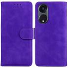 For OPPO Reno8 T 5G / A1 Pro 5G Skin Feel Pure Color Flip Leather Phone Case(Purple) - 1