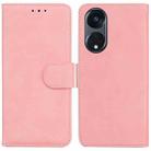 For OPPO Reno8 T 5G / A1 Pro 5G Skin Feel Pure Color Flip Leather Phone Case(Pink) - 1