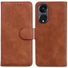 For OPPO Reno8 T 5G / A1 Pro 5G Skin Feel Pure Color Flip Leather Phone Case(Brown) - 1