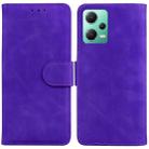 For Xiaomi Redmi Note 12 5G Skin Feel Pure Color Flip Leather Phone Case(Purple) - 1