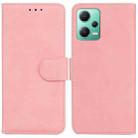 For Xiaomi Redmi Note 12 5G Skin Feel Pure Color Flip Leather Phone Case(Pink) - 1