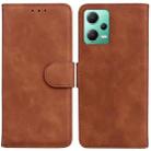 For Xiaomi Redmi Note 12 5G Skin Feel Pure Color Flip Leather Phone Case(Brown) - 1