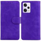 For Xiaomi Redmi Note 12 Pro 5G Skin Feel Pure Color Flip Leather Phone Case(Purple) - 1