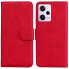 For Xiaomi Redmi Note 12 Pro 5G Skin Feel Pure Color Flip Leather Phone Case(Red) - 1