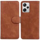 For Xiaomi Redmi Note 12 Pro+ Skin Feel Pure Color Flip Leather Phone Case(Brown) - 1