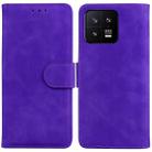 For Xiaomi 13 5G Skin Feel Pure Color Flip Leather Phone Case(Purple) - 1