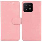 For Xiaomi 13 5G Skin Feel Pure Color Flip Leather Phone Case(Pink) - 1