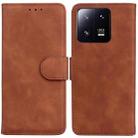 For Xiaomi 13 Pro 5G Skin Feel Pure Color Flip Leather Phone Case(Brown) - 1