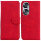 For Honor 70 Skin Feel Pure Color Flip Leather Phone Case(Red) - 1