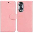 For Honor 70 Skin Feel Pure Color Flip Leather Phone Case(Pink) - 1