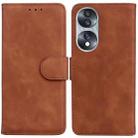 For Honor 70 Skin Feel Pure Color Flip Leather Phone Case(Brown) - 1