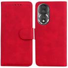 For Honor 80 Skin Feel Pure Color Flip Leather Phone Case(Red) - 1