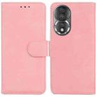 For Honor 80 Skin Feel Pure Color Flip Leather Phone Case(Pink) - 1