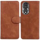 For Honor 80 Skin Feel Pure Color Flip Leather Phone Case(Brown) - 1