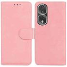 For Honor 80 Pro Skin Feel Pure Color Flip Leather Phone Case(Pink) - 1