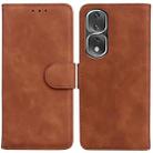 For Honor 80 Pro Skin Feel Pure Color Flip Leather Phone Case(Brown) - 1