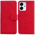 For Honor 80 SE Skin Feel Pure Color Flip Leather Phone Case(Red) - 1