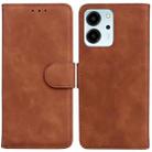 For Honor 80 SE Skin Feel Pure Color Flip Leather Phone Case(Brown) - 1