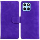 For Honor X8 5G Skin Feel Pure Color Flip Leather Phone Case(Purple) - 1