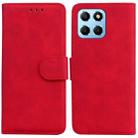 For Honor X8 5G Skin Feel Pure Color Flip Leather Phone Case(Red) - 1