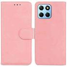 For Honor X8 5G Skin Feel Pure Color Flip Leather Phone Case(Pink) - 1