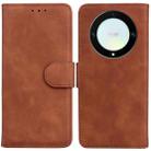 For Honor X9a Skin Feel Pure Color Flip Leather Phone Case(Brown) - 1