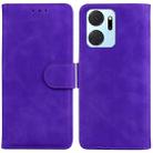 For Honor X7A Skin Feel Pure Color Flip Leather Phone Case(Purple) - 1