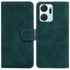 For Honor X7A Skin Feel Pure Color Flip Leather Phone Case(Green) - 1