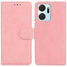 For Honor X7A Skin Feel Pure Color Flip Leather Phone Case(Pink) - 1