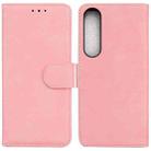 For Sony Xperia 1 IV 2023 Skin Feel Pure Color Flip Leather Phone Case(Pink) - 1