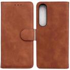 For Sony Xperia 1 IV 2023 Skin Feel Pure Color Flip Leather Phone Case(Brown) - 1
