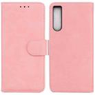 For Sony Xperia 10 IV 2023 Skin Feel Pure Color Flip Leather Phone Case(Pink) - 1