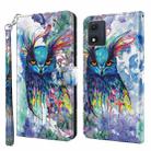 For Motorola Moto E13 3D Painting Pattern Leather Phone Case(Watercolor Owl) - 1