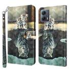 For Motorola Moto G13 / G23 / G53 3D Painting Pattern Leather Phone Case(Cat Tiger) - 1