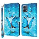 For Motorola Moto G13 / G23 / G53 3D Painting Pattern Leather Phone Case(Three Butterflies) - 1