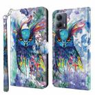 For Motorola Moto G13 / G23 / G53 3D Painting Pattern Leather Phone Case(Watercolor Owl) - 1