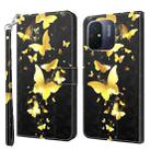 For Xiaomi Redmi 11A 4G 3D Painting Pattern Leather Phone Case(Gold Butterfly) - 1
