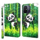 For Xiaomi Redmi 11A 4G 3D Painting Pattern Leather Phone Case(Panda Climbing Bamboo) - 1
