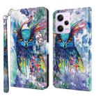 For Xiaomi Redmi Note 12 Pro 5G Global 3D Painting Pattern Leather Phone Case(Watercolor Owl) - 1