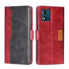 For Motorola Moto E13 4G Contrast Color Side Buckle Leather Phone Case(Red + Black) - 1