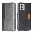 For Motorola Moto G53 5G/G13 4G/G23 4G Contrast Color Side Buckle Leather Phone Case(Black + Grey) - 1