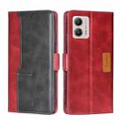 For Motorola Moto G53 5G/G13 4G/G23 4G Contrast Color Side Buckle Leather Phone Case(Red + Black) - 1