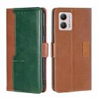 For Motorola Moto G53 5G/G13 4G/G23 4G Contrast Color Side Buckle Leather Phone Case(Light Brown + Green) - 1